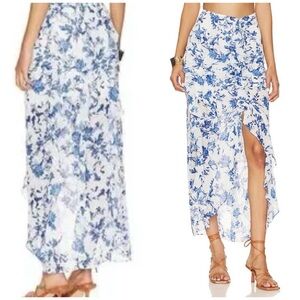✨ Free People Blue & White Floral Ruffle Maxi Skirt | Size 2 | NWOT ✨